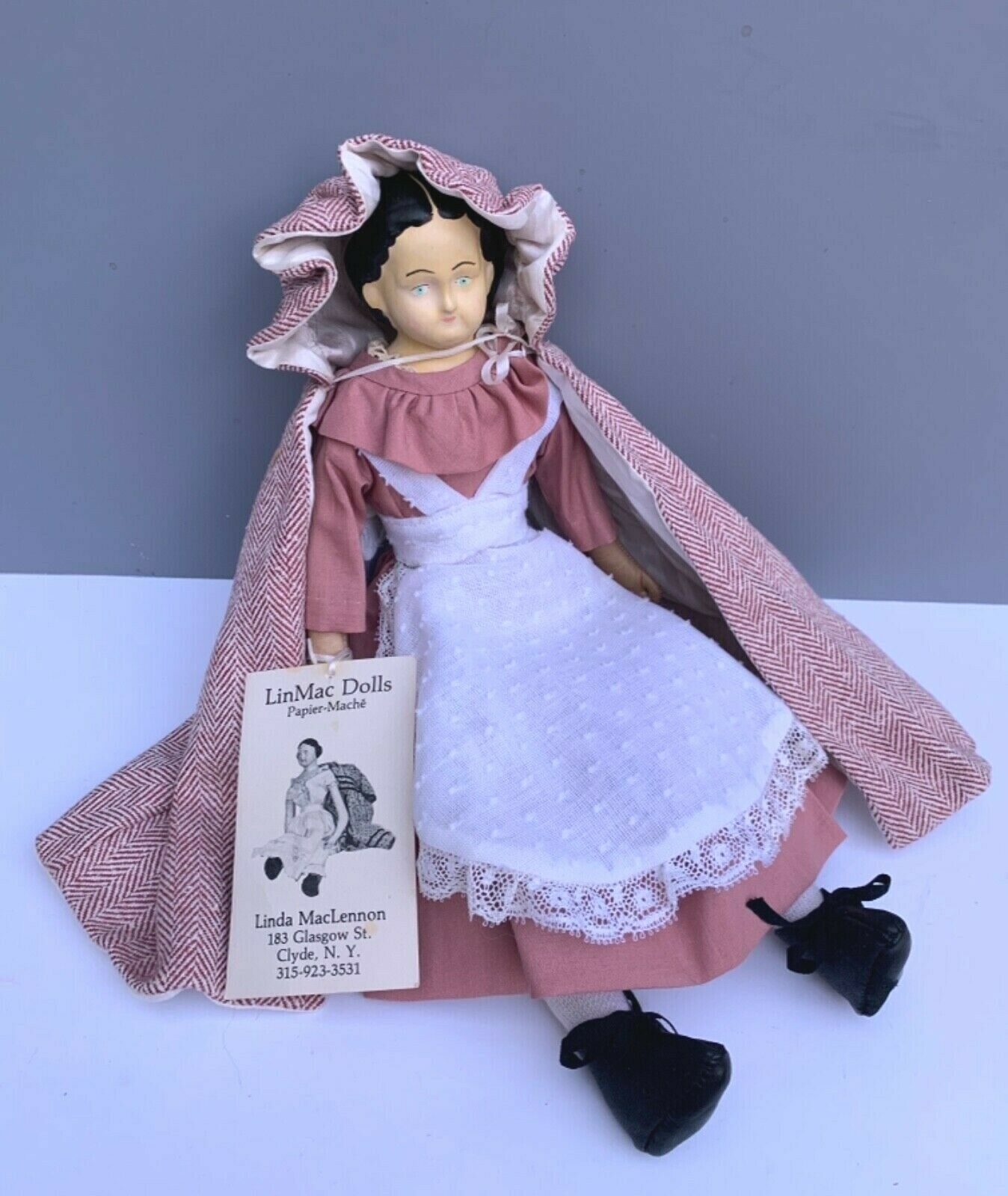 Linda Maclennon Reproduction Doll 12" Tall Vintage Linmac Dolls 1986 Paper-mache